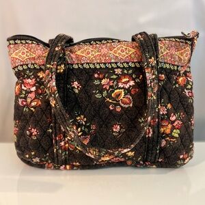 Vera Bradley Black and Red Floral Tote/Shoulder Bag